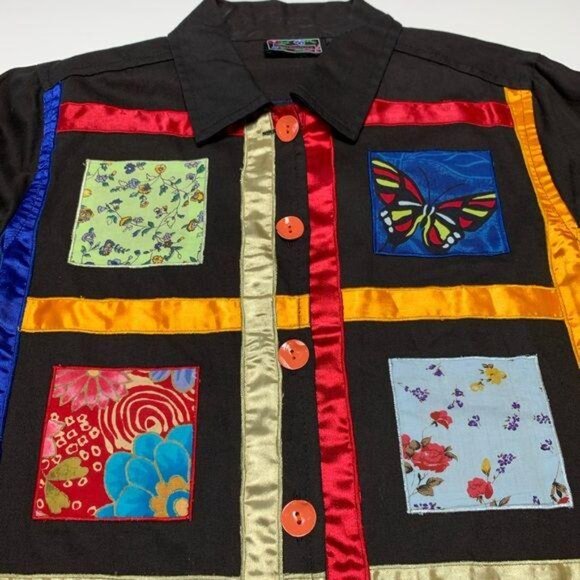Funky Fabulous Ribbons & Patches Button Up Top - Picture 6 of 8